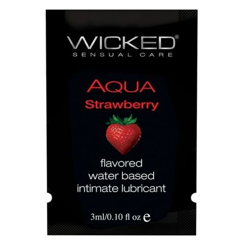 Купить лубрикант с ароматом клубники wicked aqua strawberry - 3 мл. Image