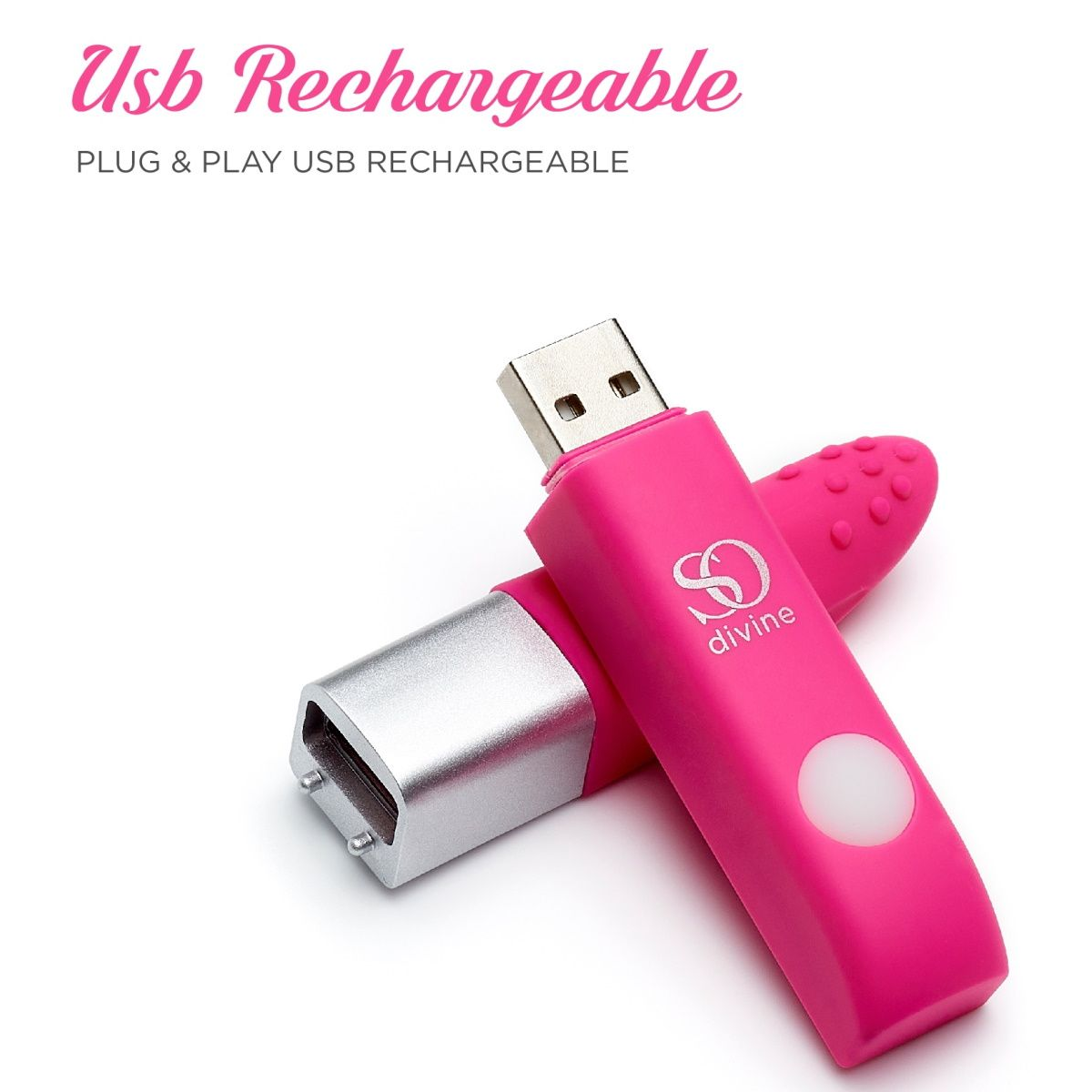 Купить ярко-розовый вибростимулятор get lucky usb vibrator - 12 см. Image