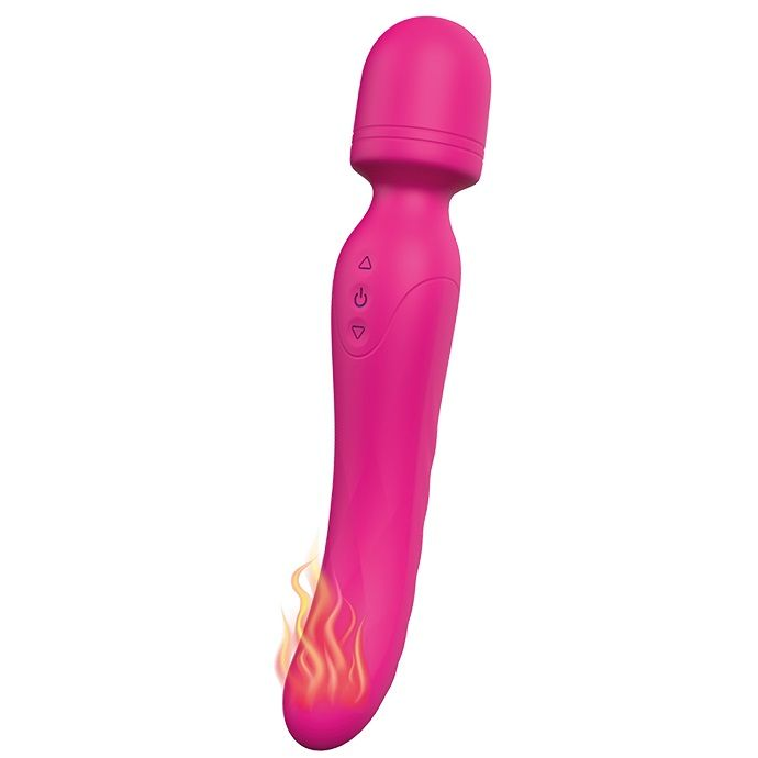 Купить ярко-розовый жезловый вибратор heating bodywand с нагревом - 23,2 см. Image