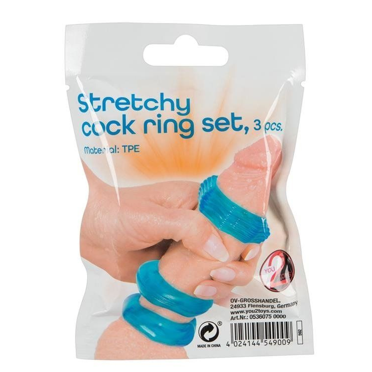 Купить набор из 3 голубых эрекционных колец stretchy cock ring Image