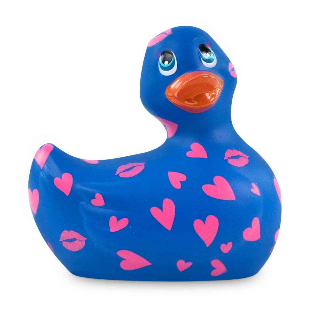 Купить синий вибратор-уточка i rub my duckie 2.0 romance с розовым принтом Image