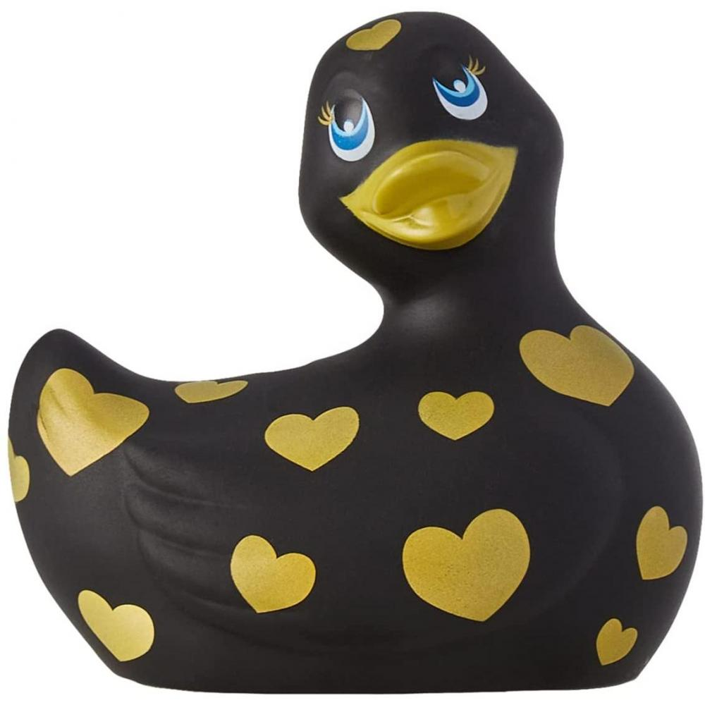 Купить черный вибратор-уточка i rub my duckie 2.0 romance с золотистым принтом Image