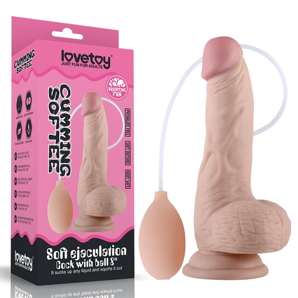 Купить телесный фаллоимитатор с имитацией эякуляции soft ejaculation cock with ball 8 - 17,8 см. Image