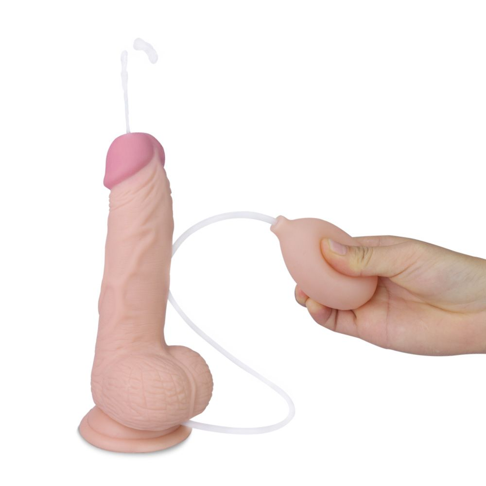 Купить телесный фаллоимитатор с имитацией эякуляции soft ejaculation cock with ball 8 - 17,8 см. Image