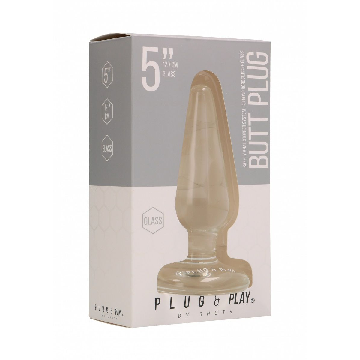 Купить стеклянная анальная пробка butt plug basic 5 inch - 12,7 см. Image