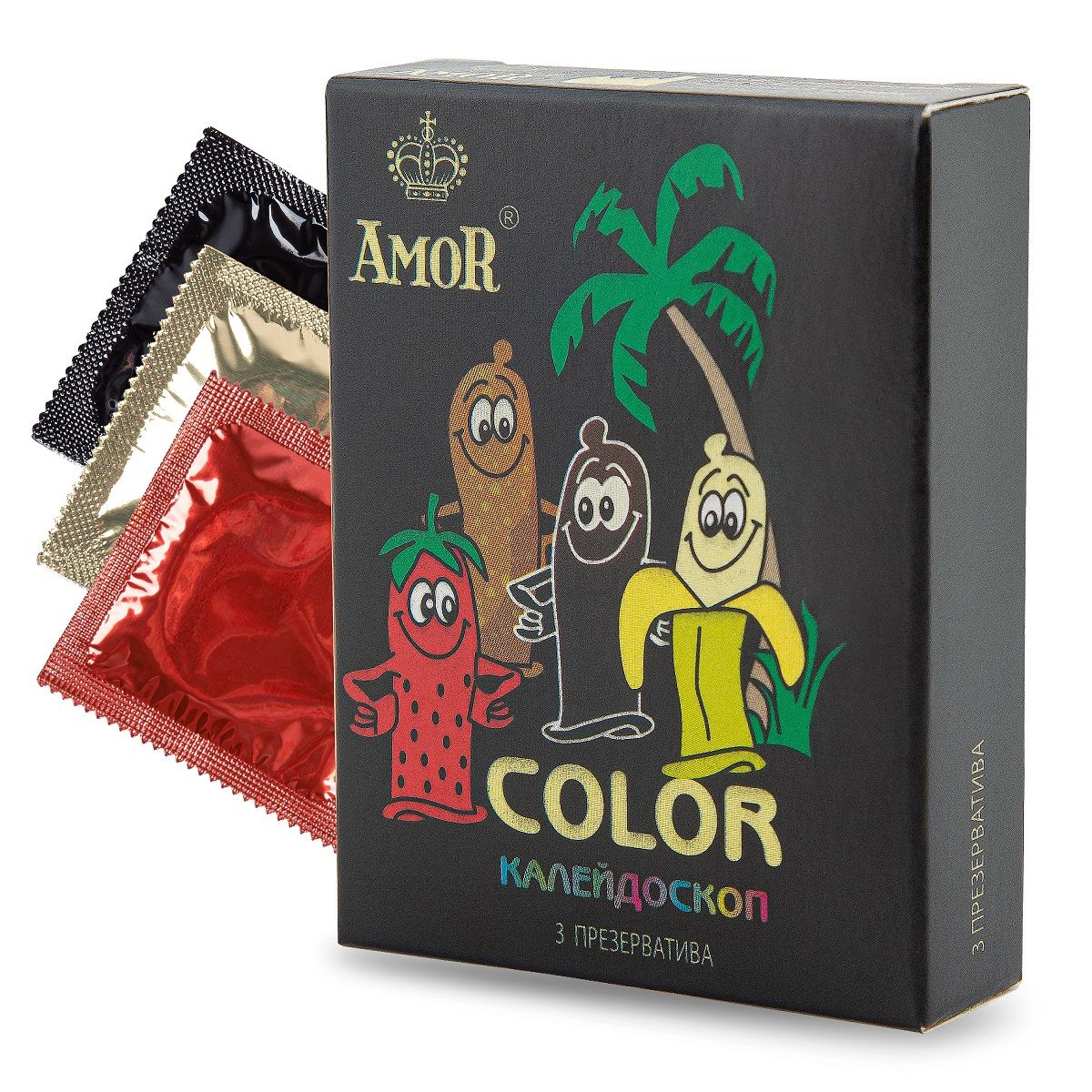 Купить цветные ароматизированные презервативы amor color  яркая линия  - 3 шт. Image