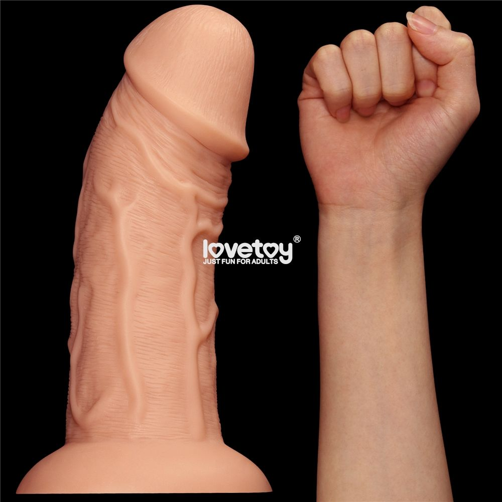 Купить телесный фаллоимитатор-гигант 9.5 realistic curved dildo - 24 см. Image