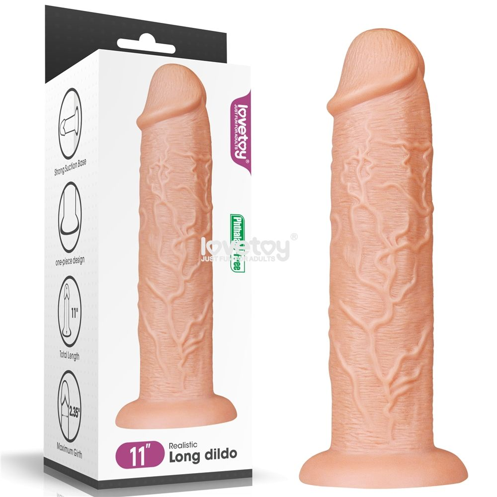 Купить телесный фаллоимитатор-гигант 11 realistic long dildo - 28 см. Image