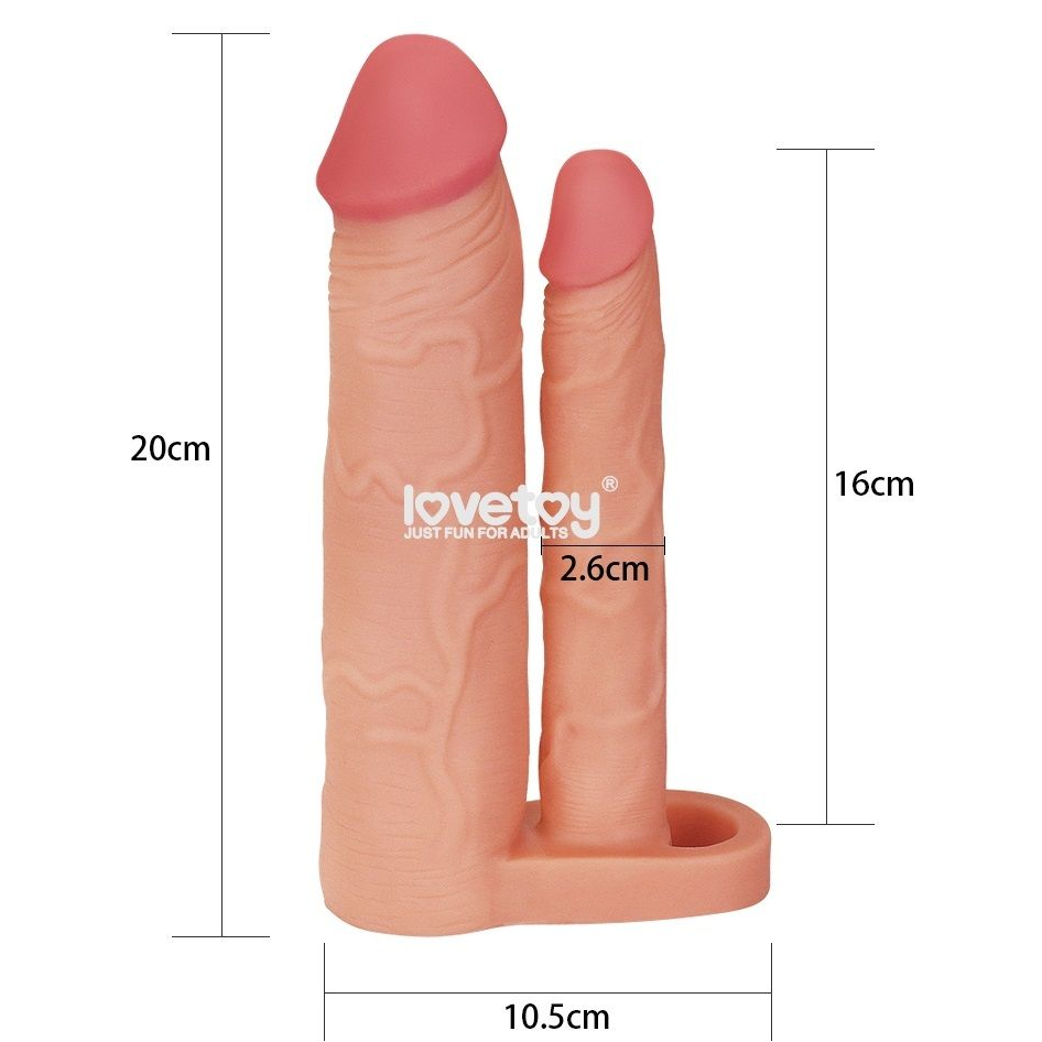 Купить телесная насадка для двойного проникновения add 2 pleasure x tender double penis sleeve - 20 см. Image