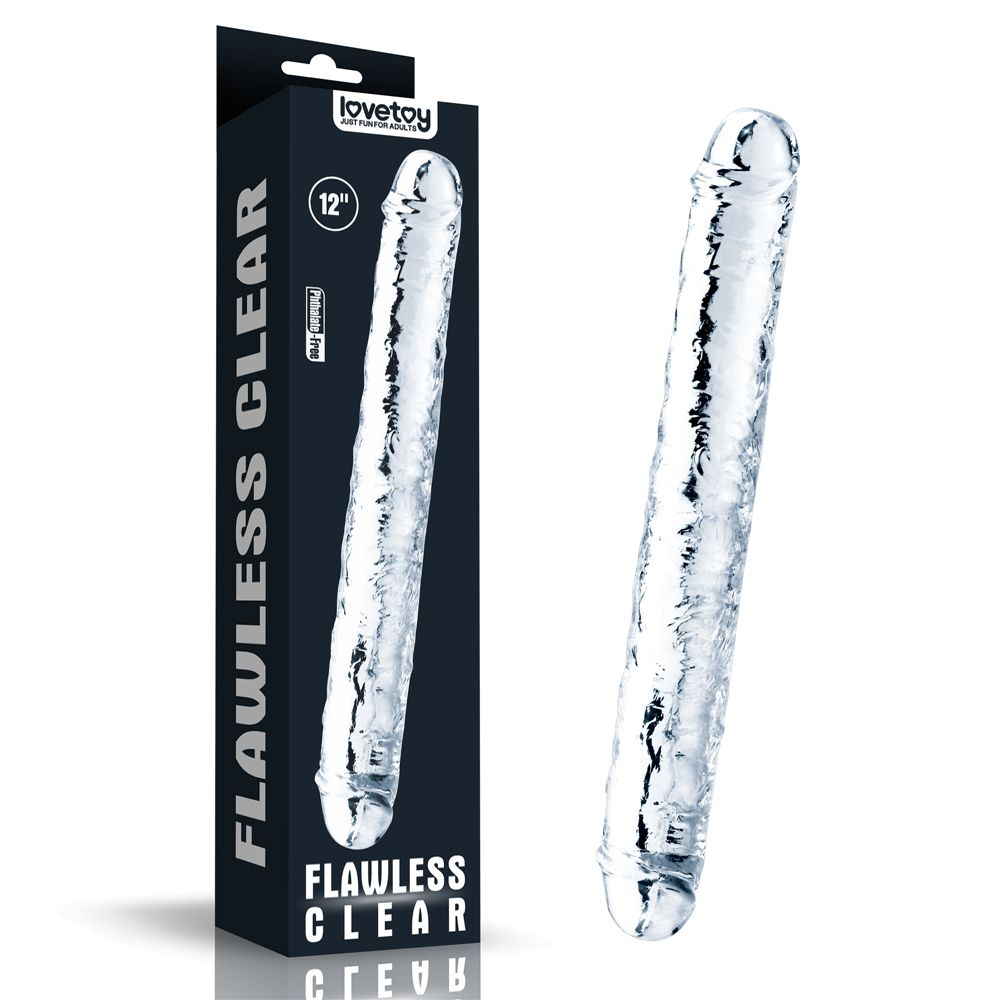 Купить прозрачный двусторонний фаллоимитатор flawless clear double dildo - 30 см. Image