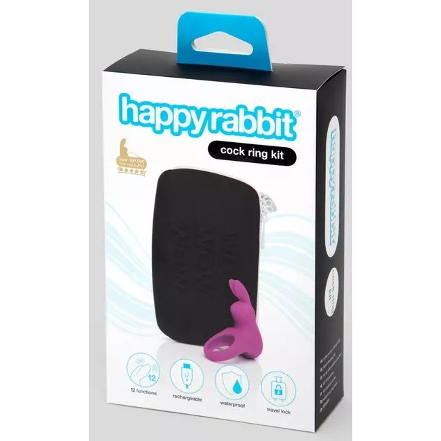 Купить фиолетовое эрекционное виброкольцо happy rabbit cock ring kit Image