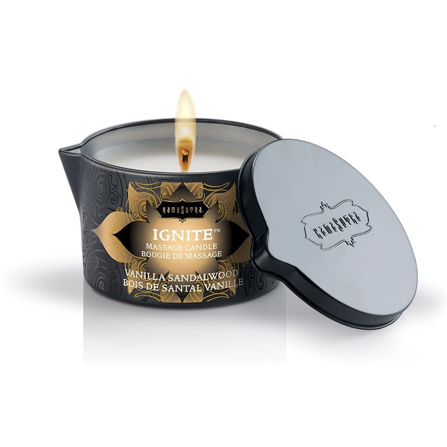 Купить массажная свеча ignite vanilla sandalwood с ароматом ванили и сандала - 170 гр. Image