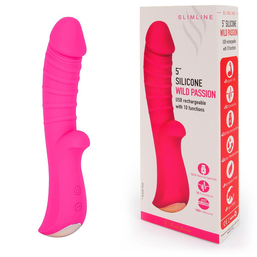 Купить ярко-розовый вибромассажер 5  silicone wild passion - 19,1 см. Image