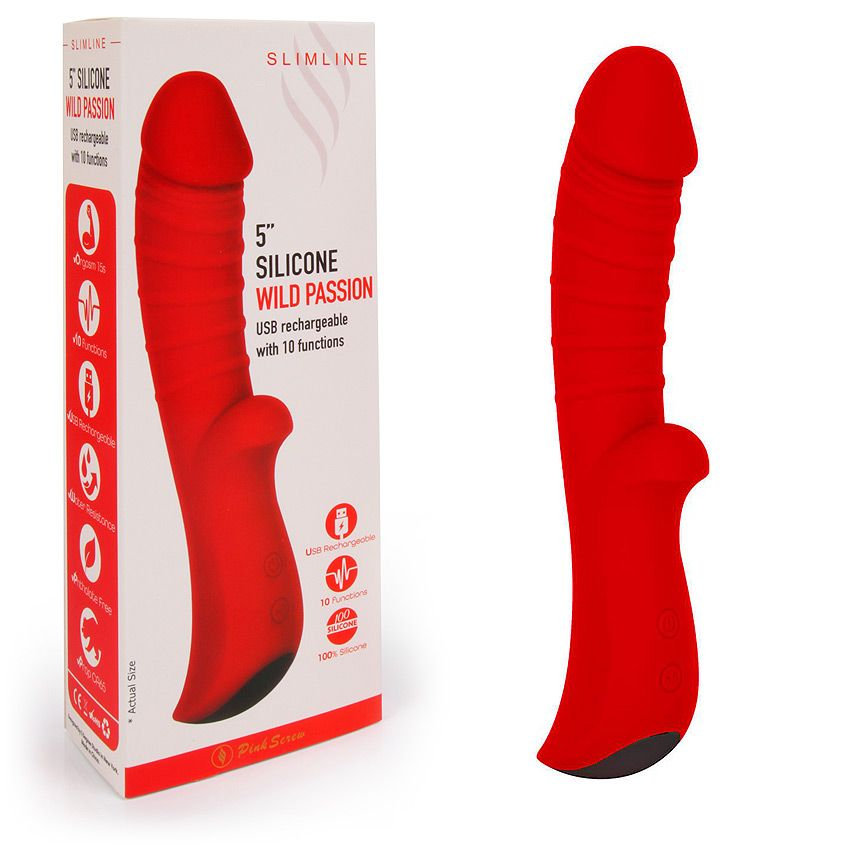 Купить красный вибромассажер 5  silicone wild passion - 19,1 см. Image