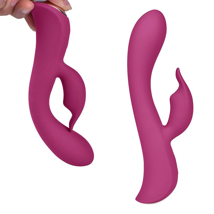 Купить бордовый вибромассажер-кролик 5  silicone bunny love - 19,1 см. Image