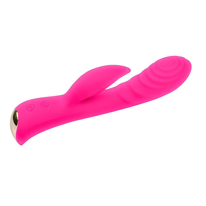 Купить ярко-розовый вибромассажер-кролик 5  silicone ripple passion - 19,1 см. Image