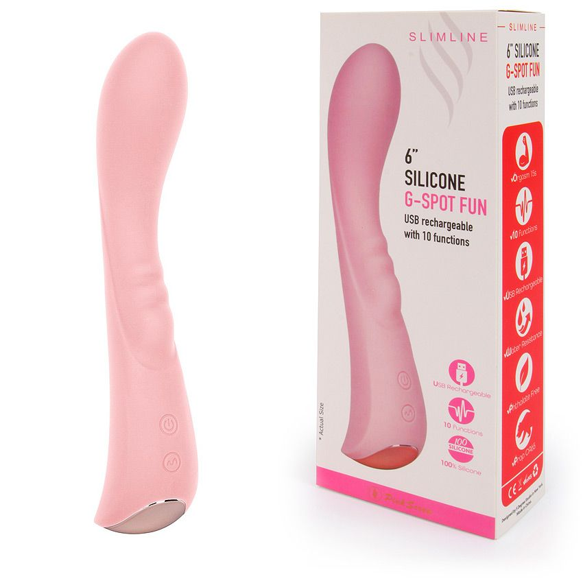 Купить нежно-розовый вибромассажер 6  silicone g-spot fun - 19,1 см. Image