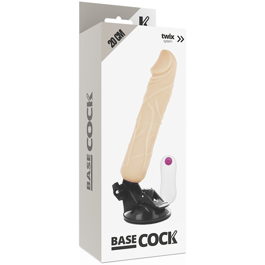 Купить телесный вибратор на мощной присоске basecock realistic vibrator remote control - 20 см. Image