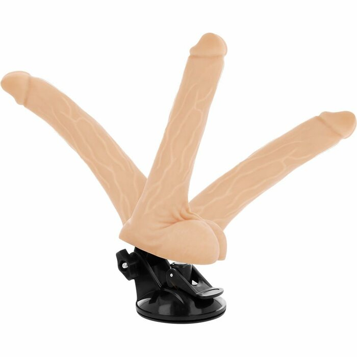 Купить телесный вибратор на мощной присоске basecock realistic vibrator remote control - 18,5 см. Image