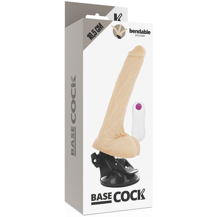 Купить телесный вибратор на мощной присоске basecock realistic vibrator remote control - 18,5 см. Image