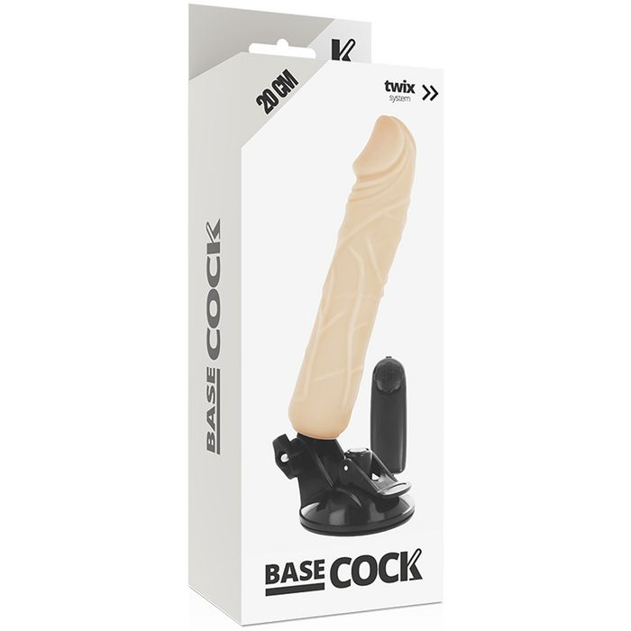 Купить телесный вибромассажер на мощной присоске basecock realistic vibrator - 20 см. Image