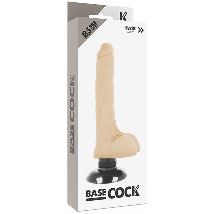 Купить телесный вибратор на присоске basecock realistic vibrator 2in1 - 18,5 см. Image