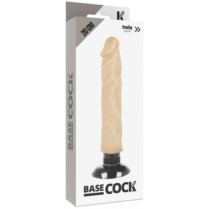 Купить телесный вибратор на присоске basecock realistic vibrator 2in1 - 20 см. Image