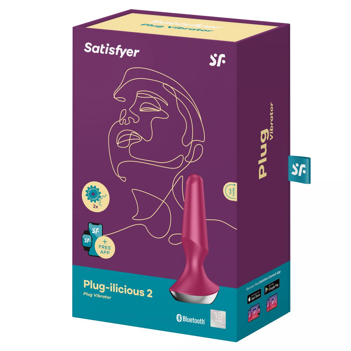 Купить малиновая анальная пробка с вибрацией satisfyer plug-ilicious 2 - 14 см. Image