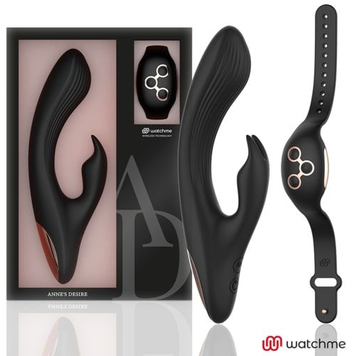 Купить черно-золотой вибратор-кролик с пультом-часами anne s desire rabbit vibe wireless watchme - 20,5 см. Image