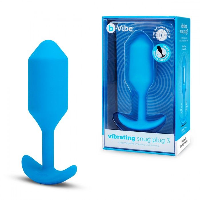 Купить голубая вибропробка для ношения b-vibe snug plug 3 - 12,4 см. Image