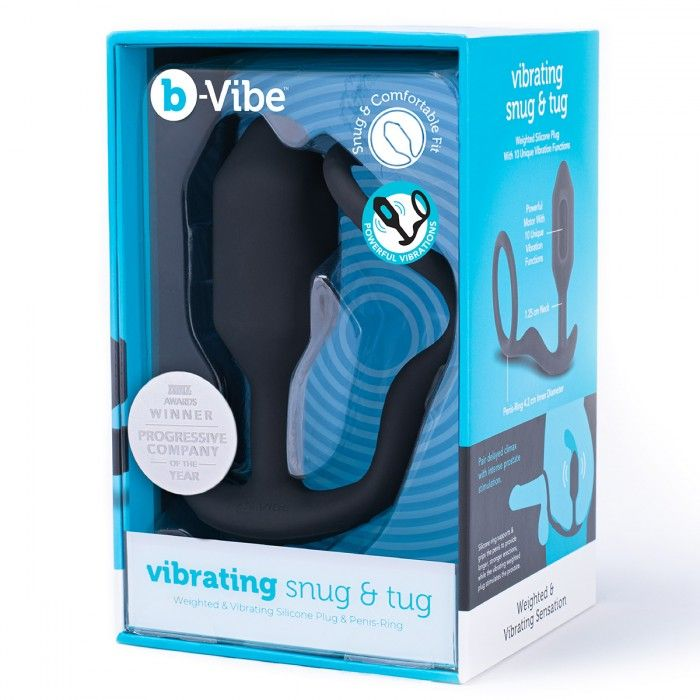 Купить черная анальная вибропробка с эрекционным кольцом vibrating snug &amp;amp; tug m Image