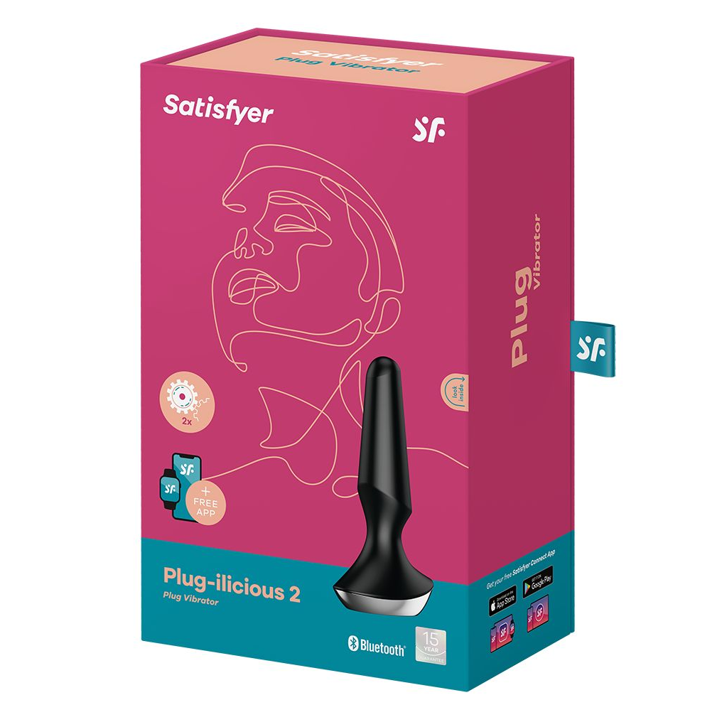 Купить черная анальная пробка с вибрацией satisfyer plug-ilicious 2 - 14 см. Image