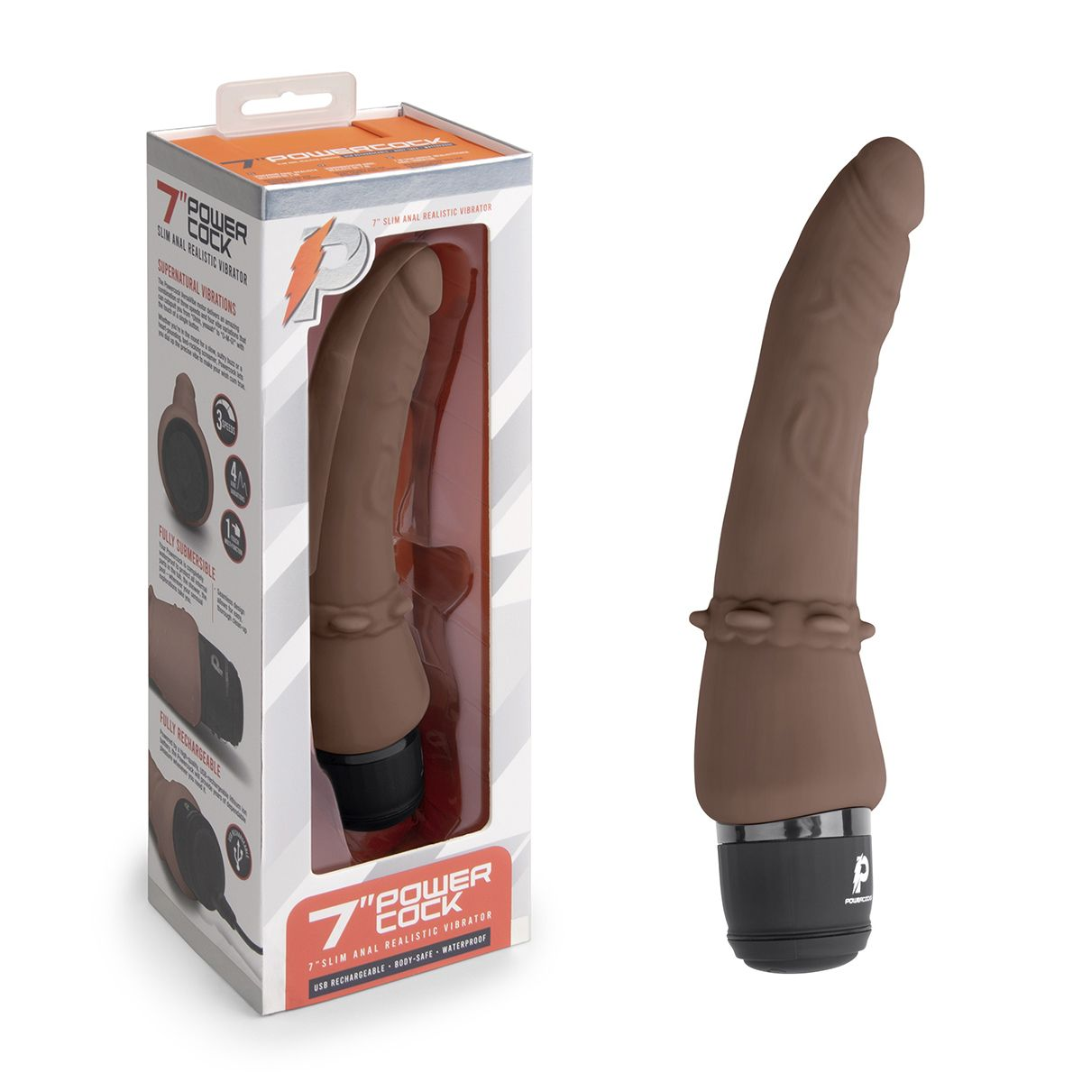 Купить коричневый анальный вибратор 7  slim anal realistic vibrator - 20 см. Image