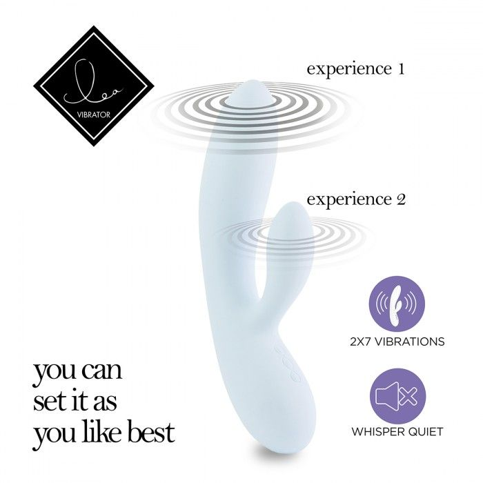 Купить нежно-голубой вибратор-кролик lea rabbit vibrator - 20,2 см. Image