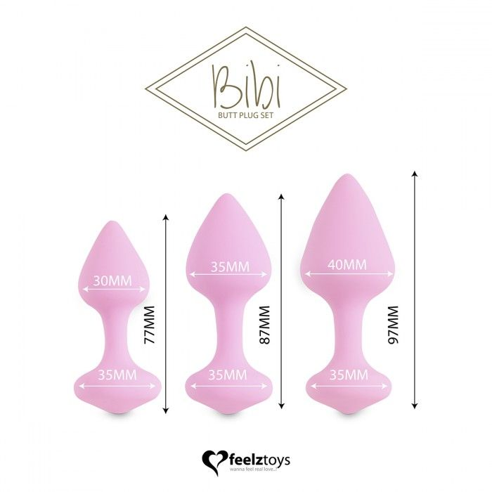 Купить набор из 3 нежно-розовых анальных пробок bibi butt plug set Image