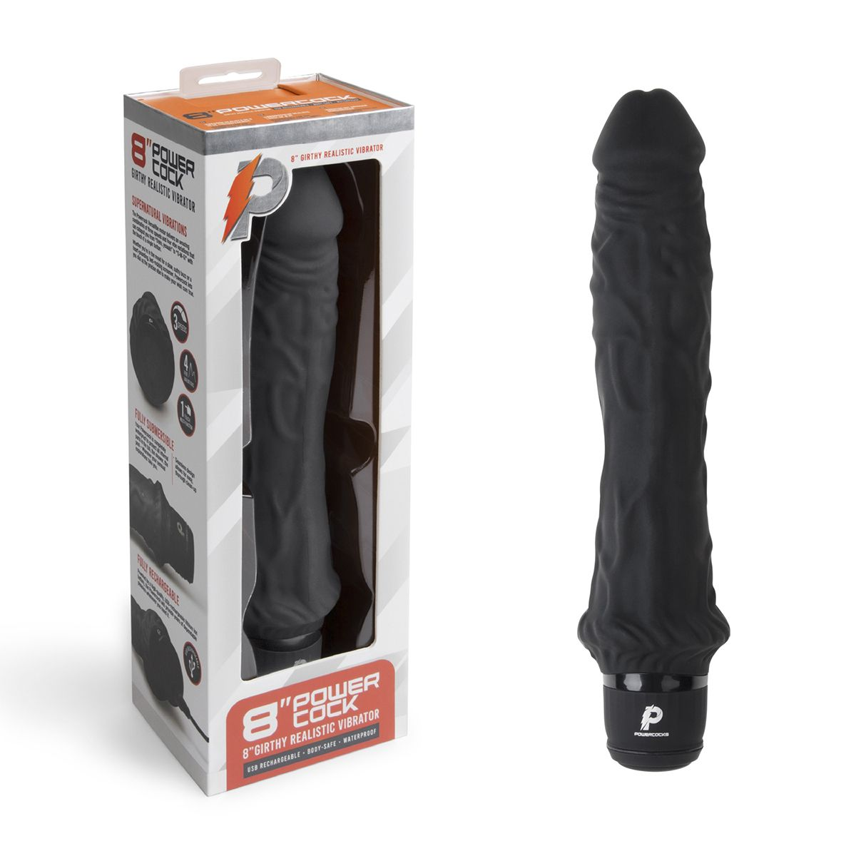 Купить черный вибратор-реалистик 8  girthy realistic vibrator - 24,5 см. Image