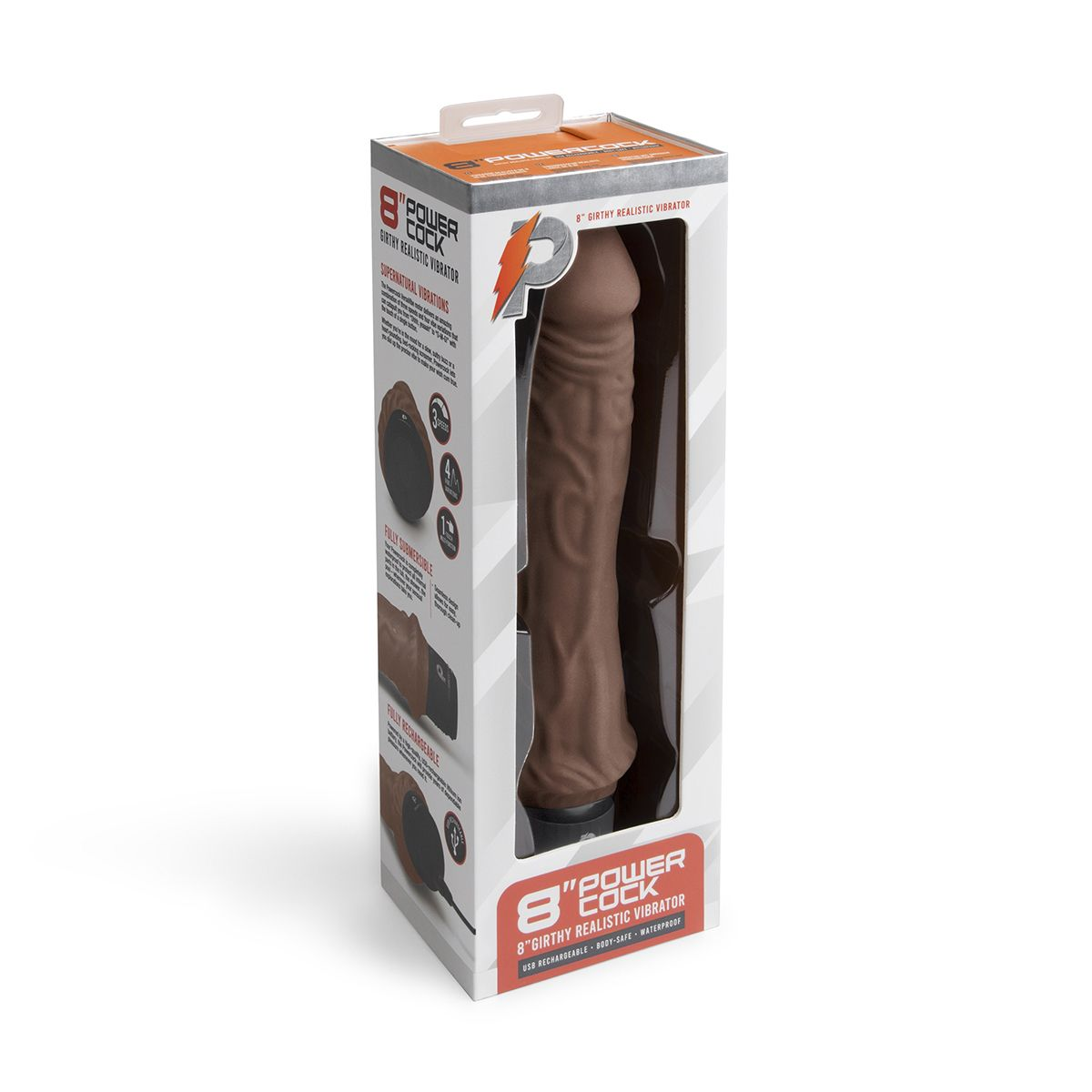 Купить коричневый вибратор-реалистик 8  girthy realistic vibrator - 24,5 см. Image