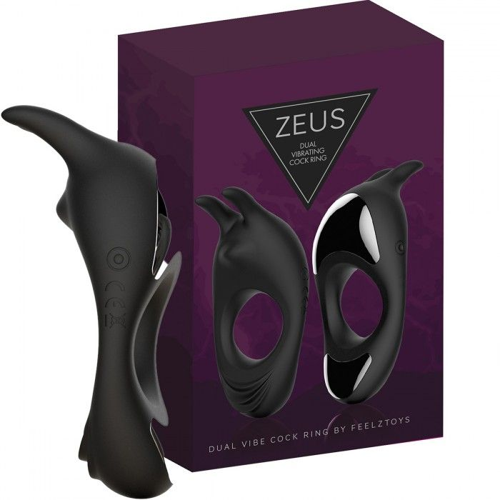 Купить черное эрекционное кольцо с двумя моторами zeus dual vibe cock ring Image