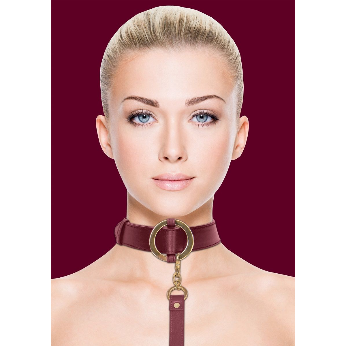 Купить бордовый ошейник с поводком collar with leash Image