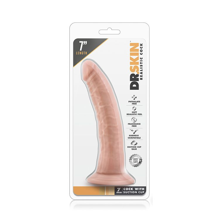 Купить телесный фаллоимитатор dr. skin 7 inch cock with suction cup - 19 см. Image