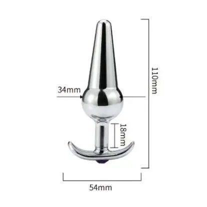 Купить металлическая анальная пробка-якорь с черным кристаллом - 11 см. Image