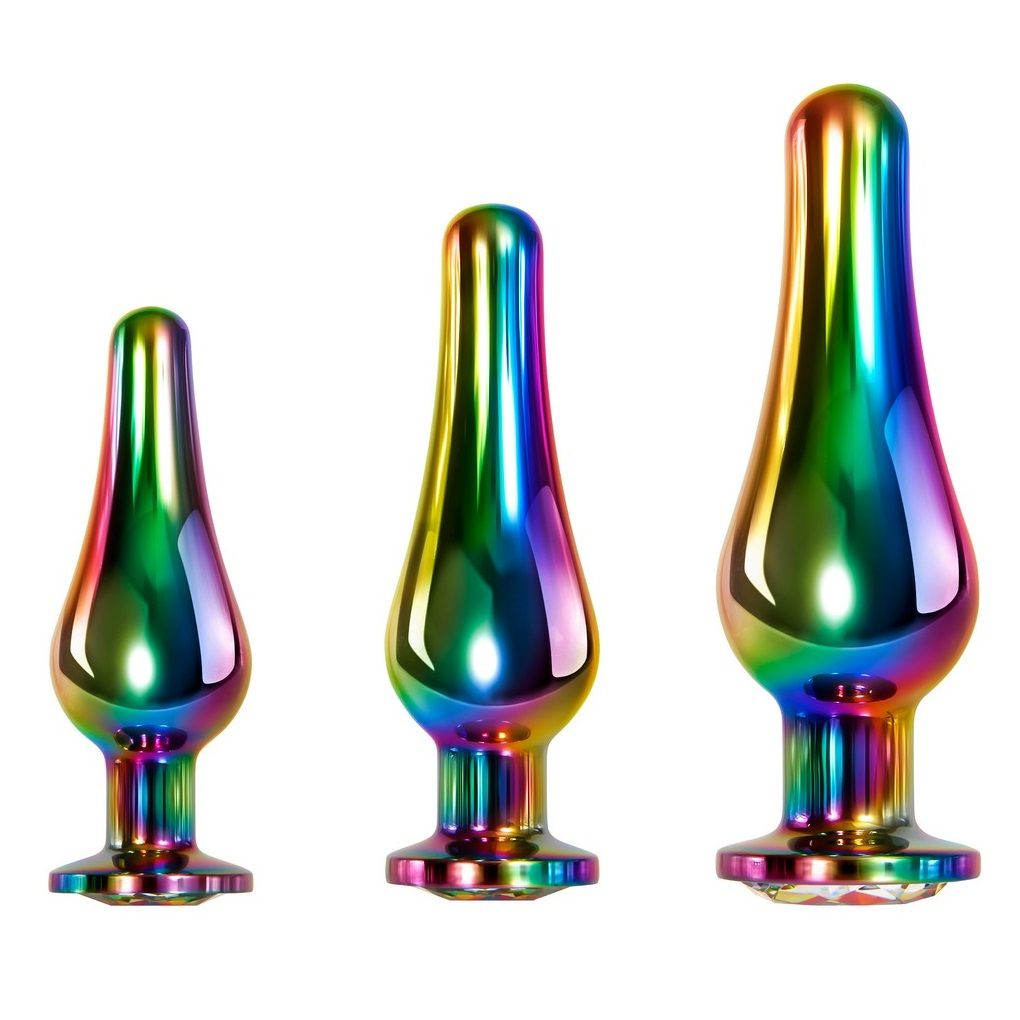 Купить набор из 3 радужных анальных пробок rainbow metal plug set Image