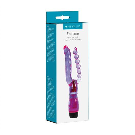 Купить фиолетовый анально-вагинальный вибратор extreme dual vibrator - 25 см. Image