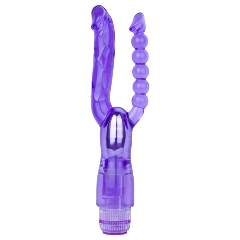 Купить фиолетовый анально-вагинальный вибратор extreme dual vibrator - 25 см. Image