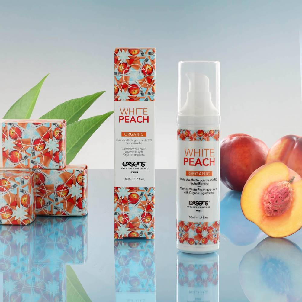 Купить разогревающее массажное масло gourmet white peach organic с органическими ингредиентами - 50 мл. Image