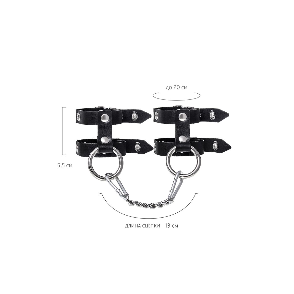Купить черные однослойные наручники из двух ремешков Image