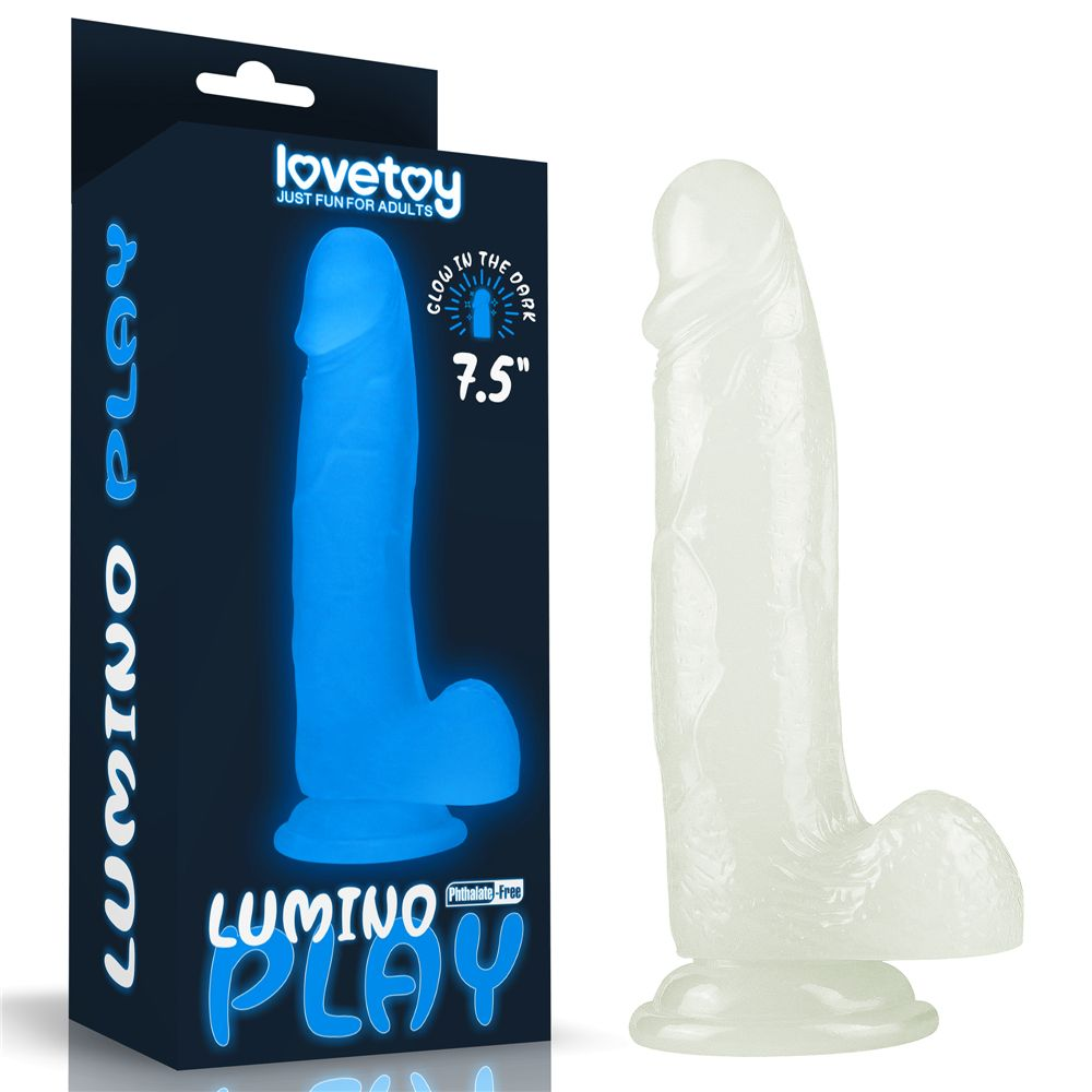 Купить прозрачный, светящийся в темноте фаллоимитатор lumino play dildo - 19 см. Image