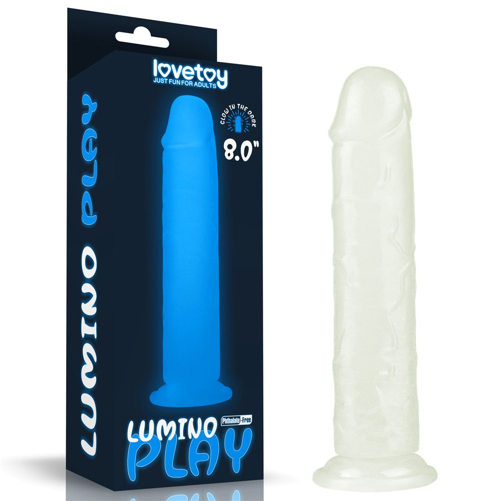 Купить прозрачный, светящийся в темноте фаллоимитатор lumino play dildo - 21 см. Image