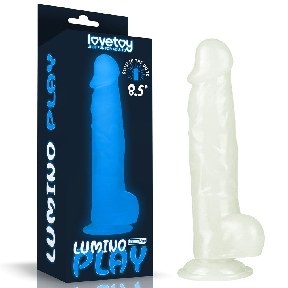 Купить прозрачный, светящийся в темноте фаллоимитатор lumino play dildo - 21,5 см. Image