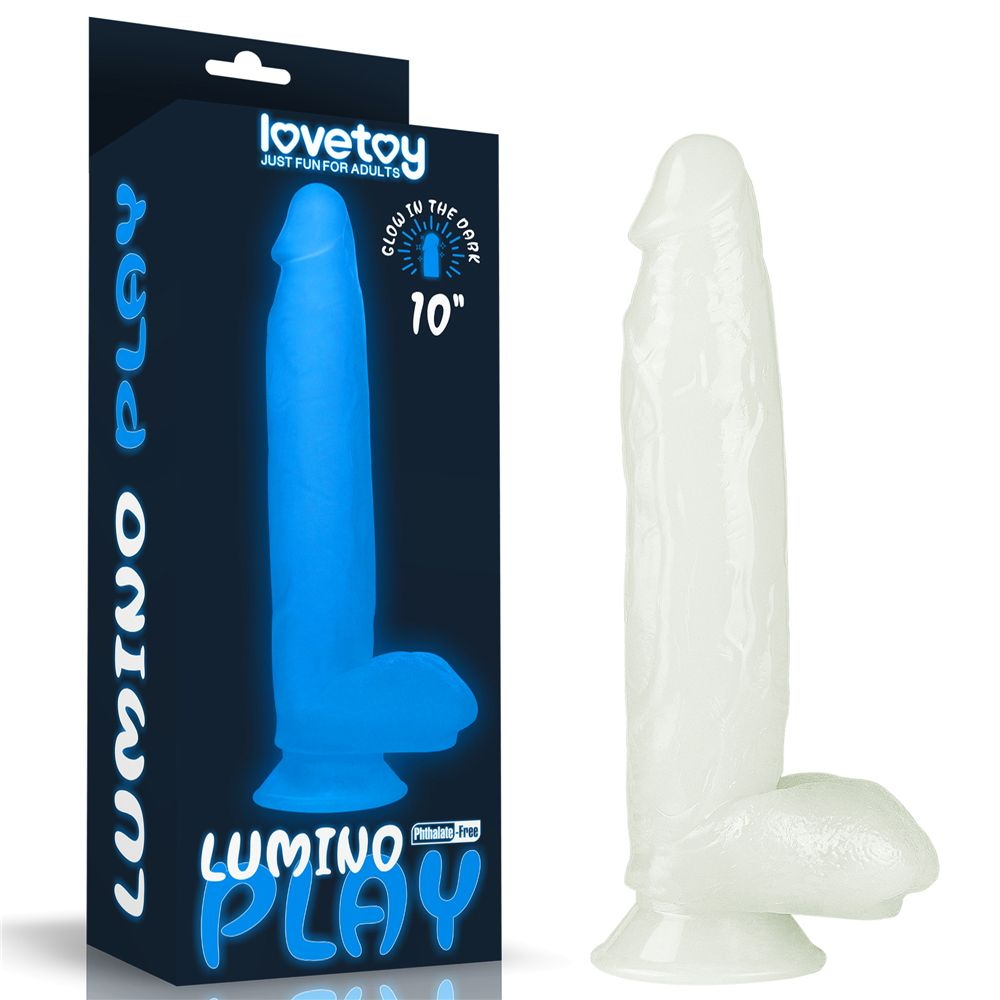 Купить прозрачный, светящийся в темноте фаллоимитатор lumino play dildo - 26 см. Image